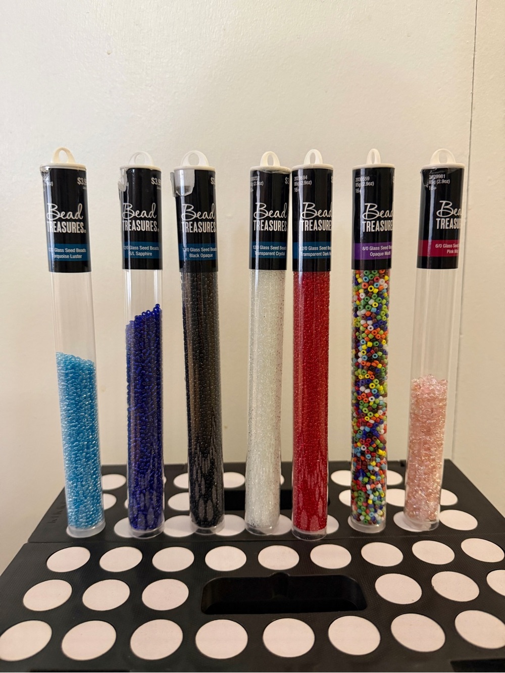 Bead Treasures Glass Seed Beads Lot 7 Tubes Assorted Colors 6/0 8/0 12/0